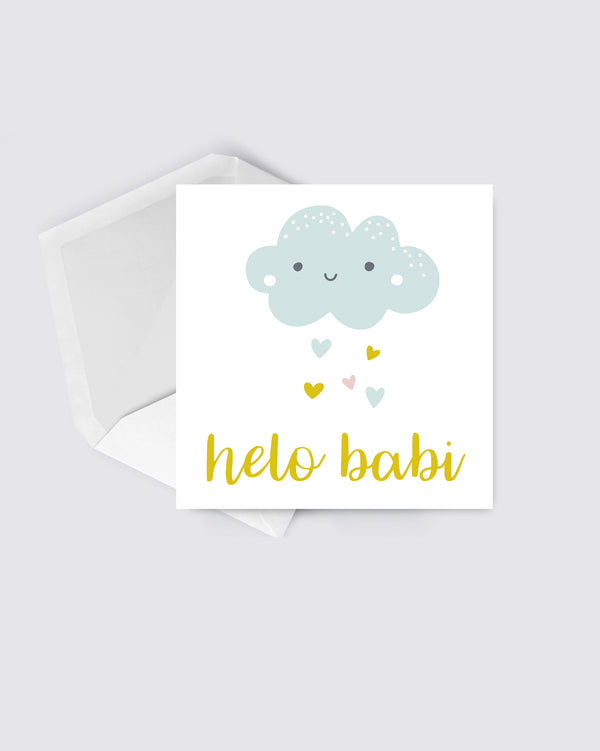 Helo Babi Blue Cloud New Baby Card.