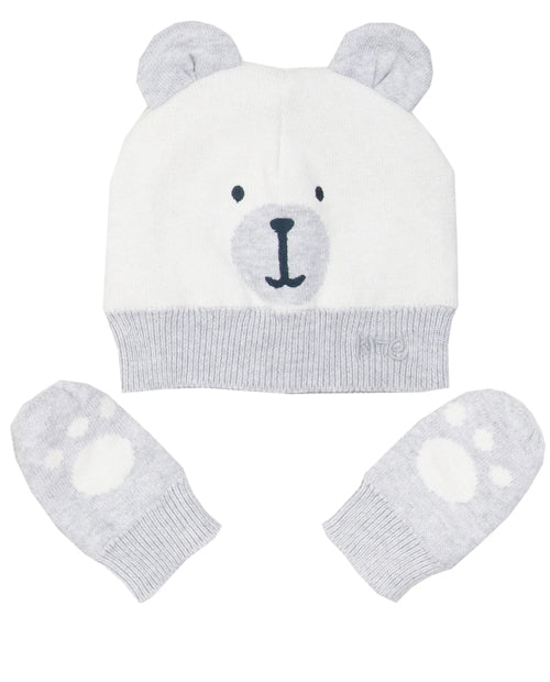 Kite Organic Cotton Bear Design Hat and Mittens