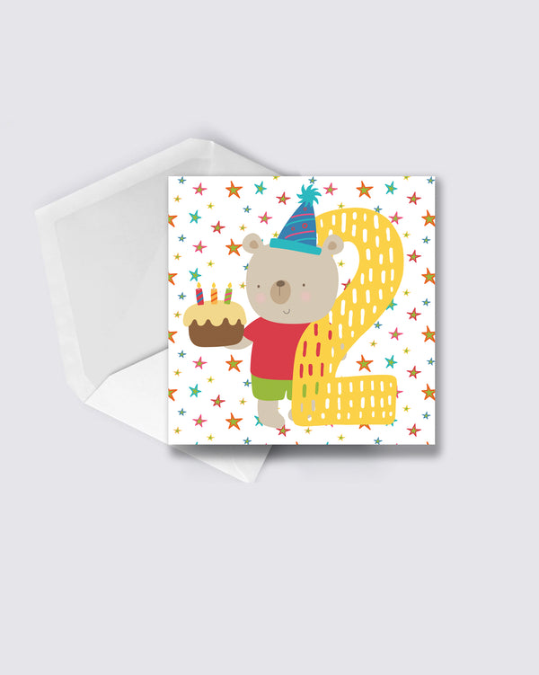 Age 2 Birthday Card Bear.