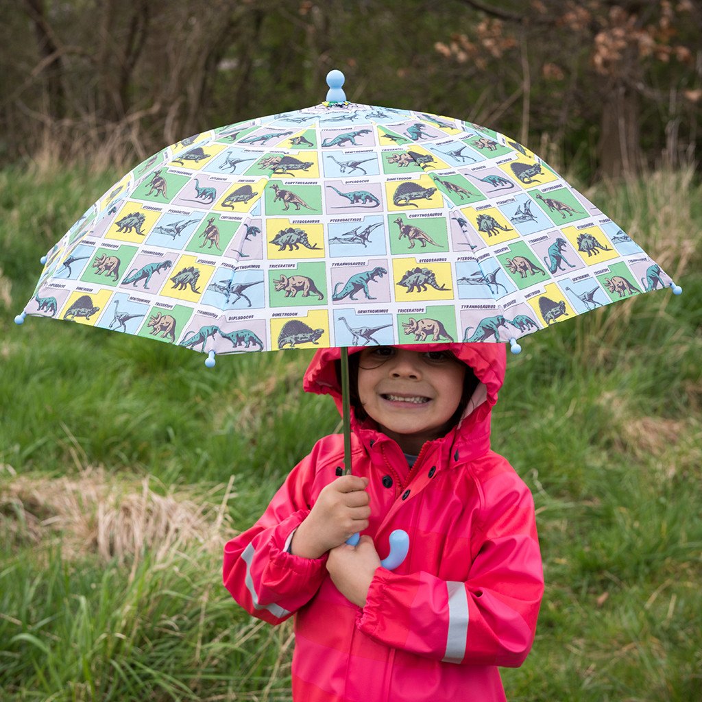 Rex - Dinosaur Umbrella A colourful and fun dinosaur design umbrella to bring a smile to your child's face on a rainy day. For children aged 3yrs +