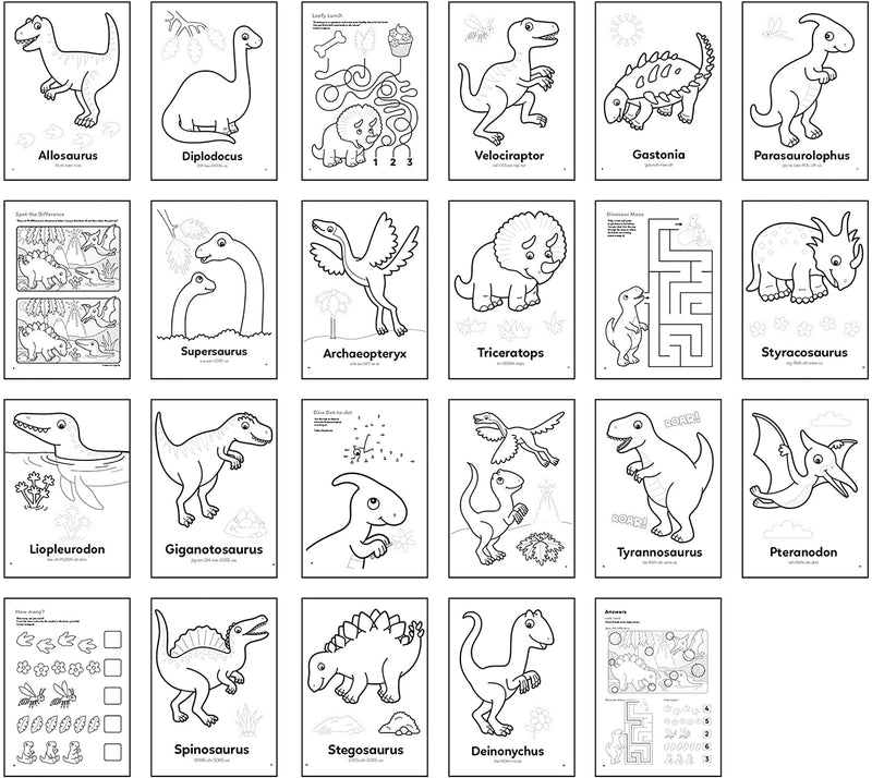 Orchard Toys Dinosaurs Colouring & Sticker Book A jampacked 24-page dinosaur-themed colouring book with stickers. Suitable for children aged 3 years +
