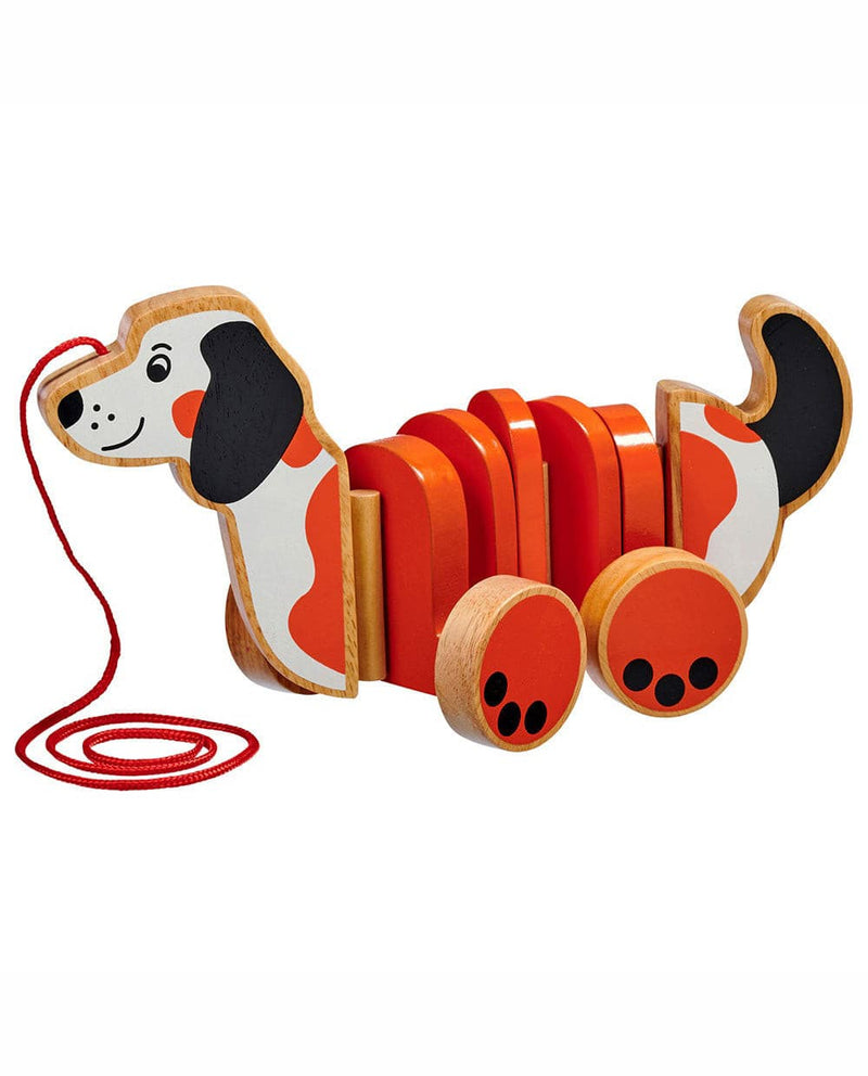 Lanka Kade Dog Pull-Along Wooden Toy Watch the head, tail and body move up and down as the dog is pulled along and taken for a walk! Suitable for ages 12 months +