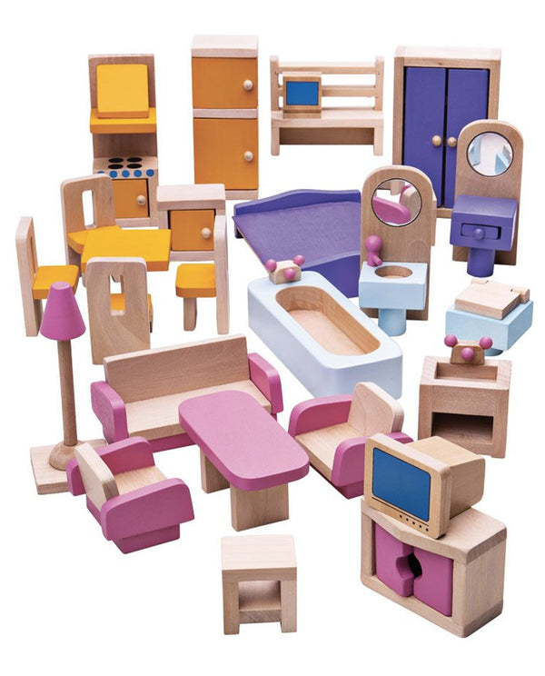 Bigjigs 26pc Wooden Doll's House Furniture Set