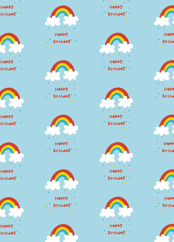 Rainbow Clouds Birthday Wrapping Paper.