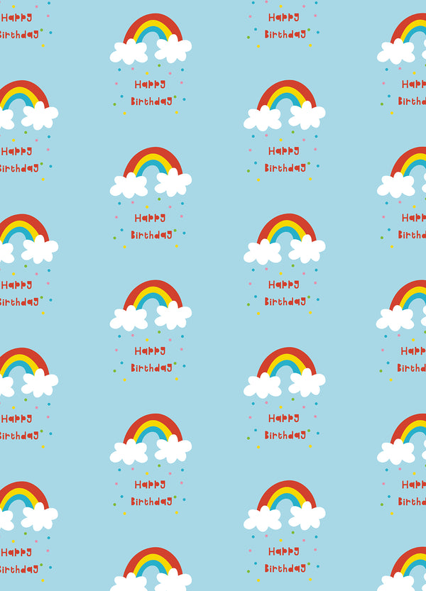 Rainbow Clouds Birthday Wrapping Paper.