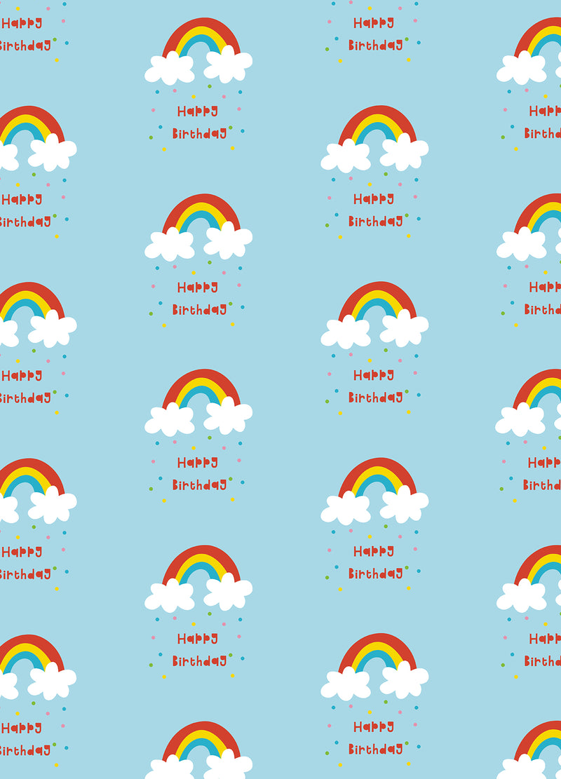 Rainbow Clouds Birthday Wrapping Paper.