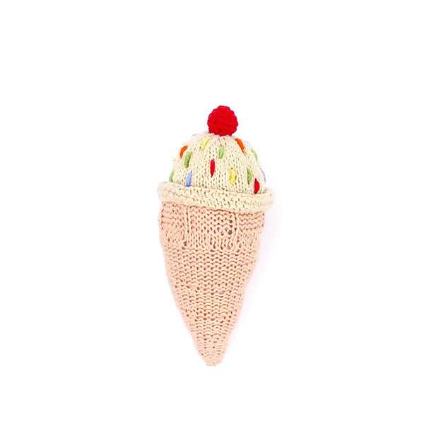 Fair Trade Hand Knitted Vanilla Ice Cream Rattle.
