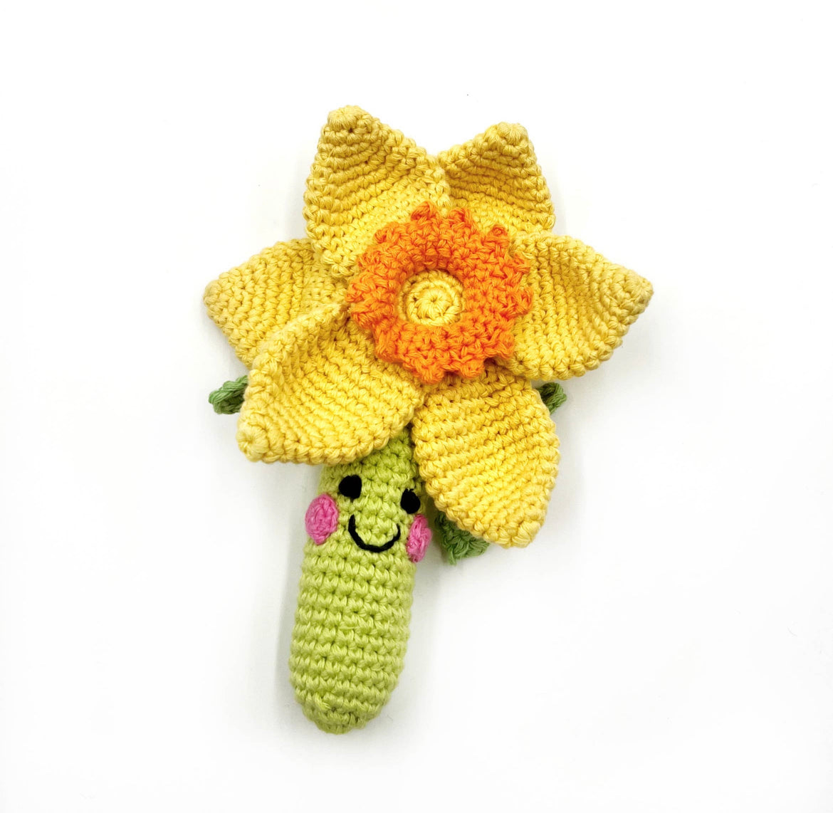 Fair Trade Hand Knitted Daffodil Rattle.