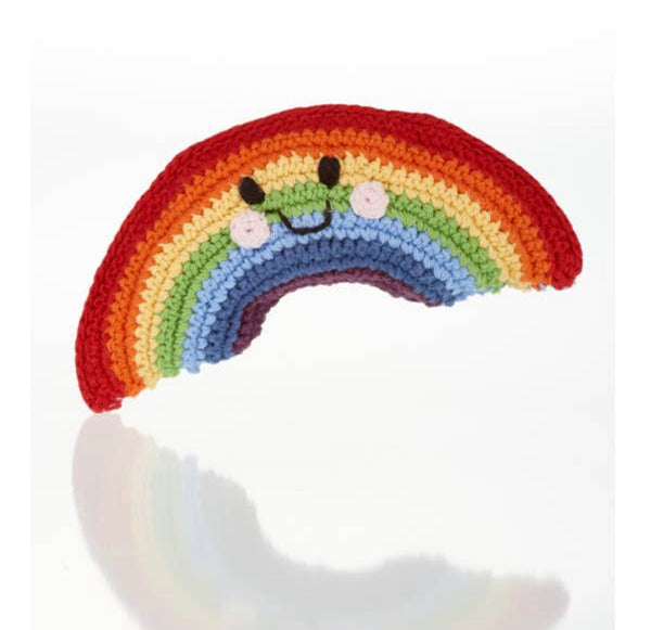 Fair Trade Hand Knitted Rainbow Rattle.