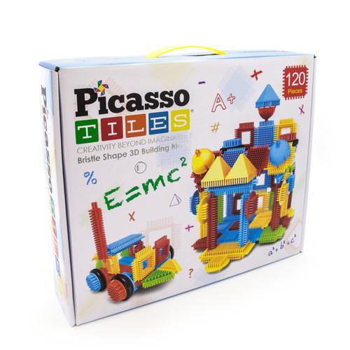 Picasso Tiles Bristle Shape Blocks 120-Piece Basic Building Set Creative Building STEM toy kit playset is entertaining for toddler pretend play, preschool age child, boy and girl ages 3+