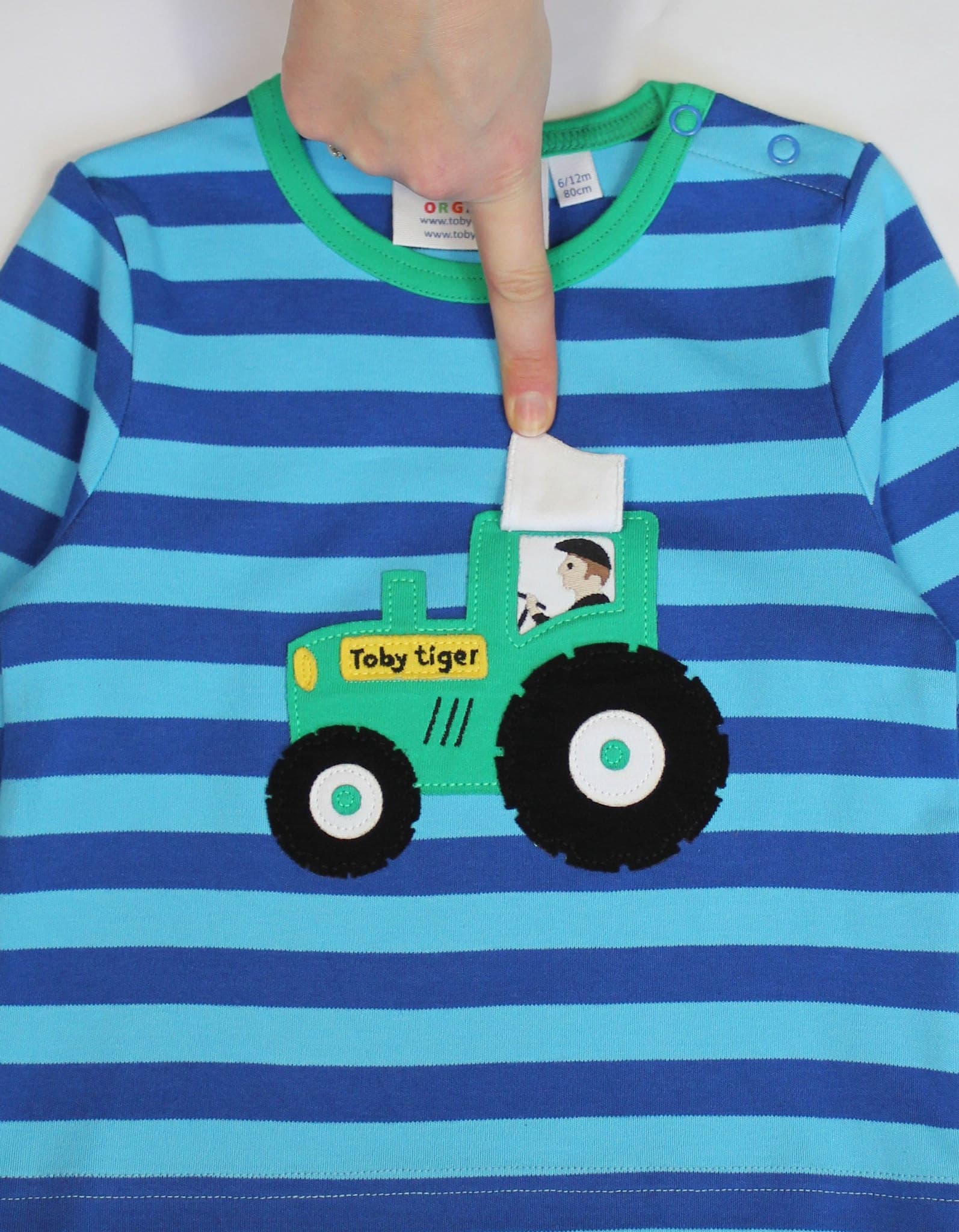 Organic Cotton Tractor Applique Lift The Flap T-Shirt.