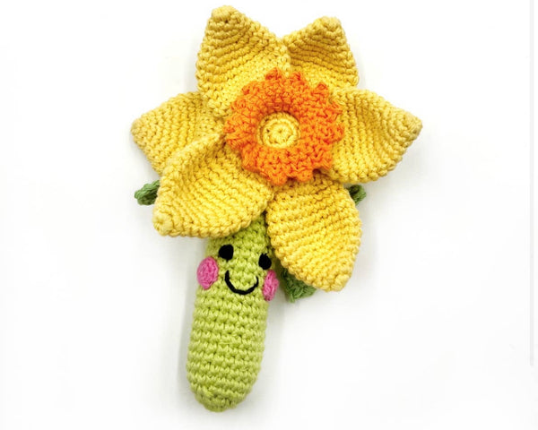 Fair Trade Hand Knitted Daffodil Rattle.