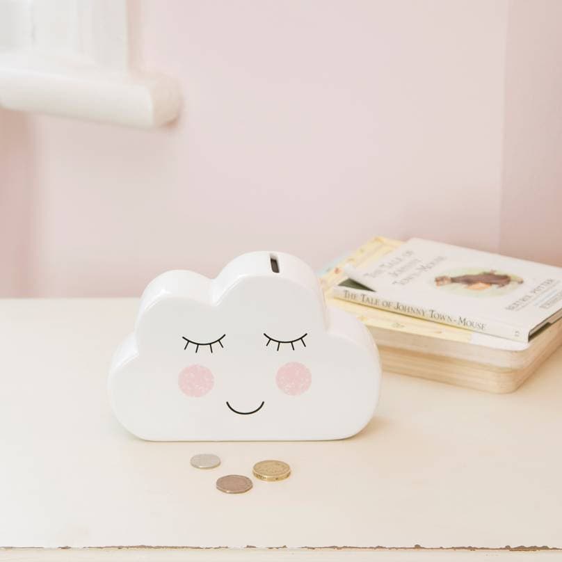  Sass and Belle - Cloud Money Box  Saving money has never been quite so adorable! This money box from the Sweet Dreams collection is thoughtfully designed