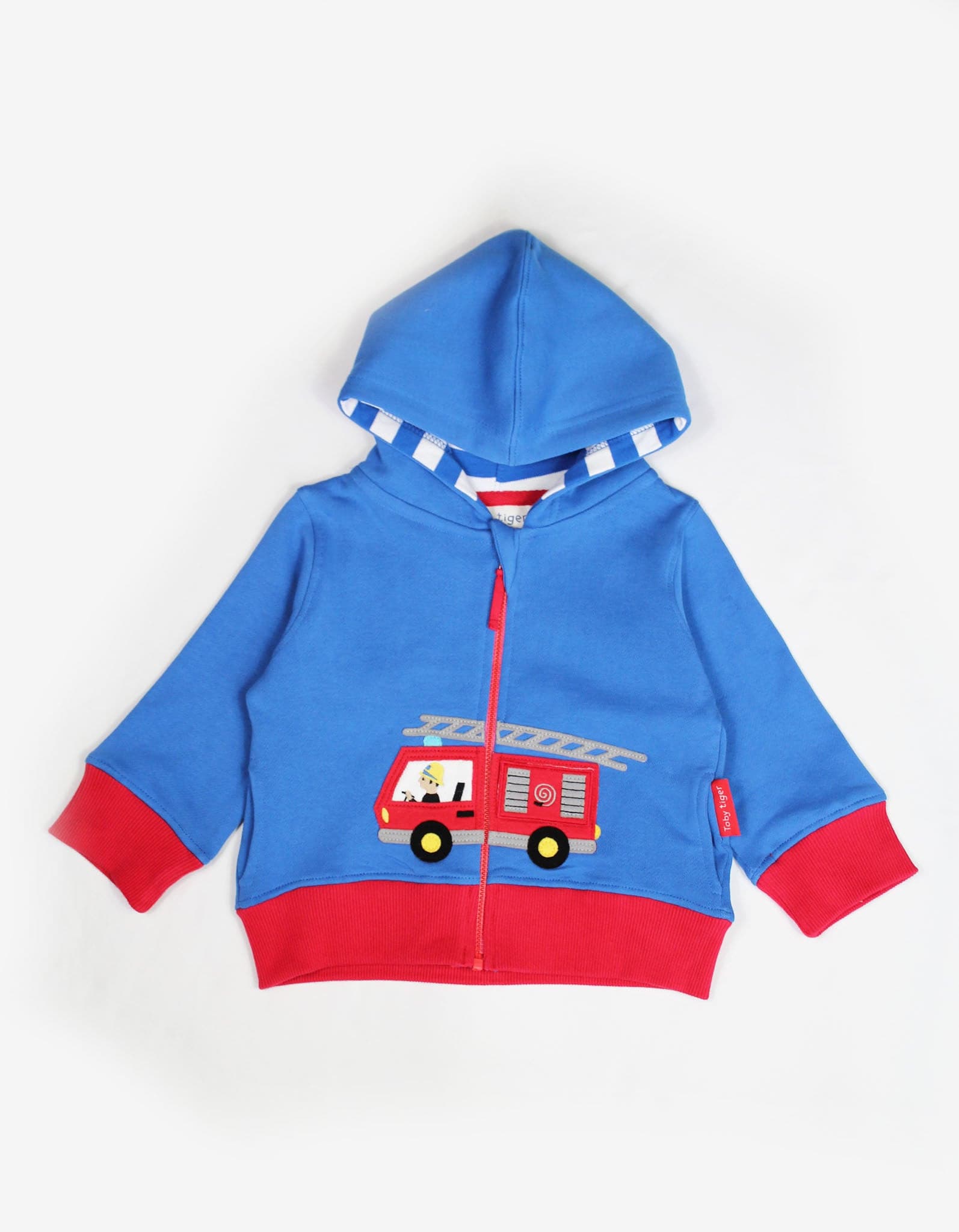 Organic Fire Engine Applique Hoodie.