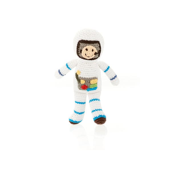 Fair Trade Hand Knitted Astronaut Rattle.