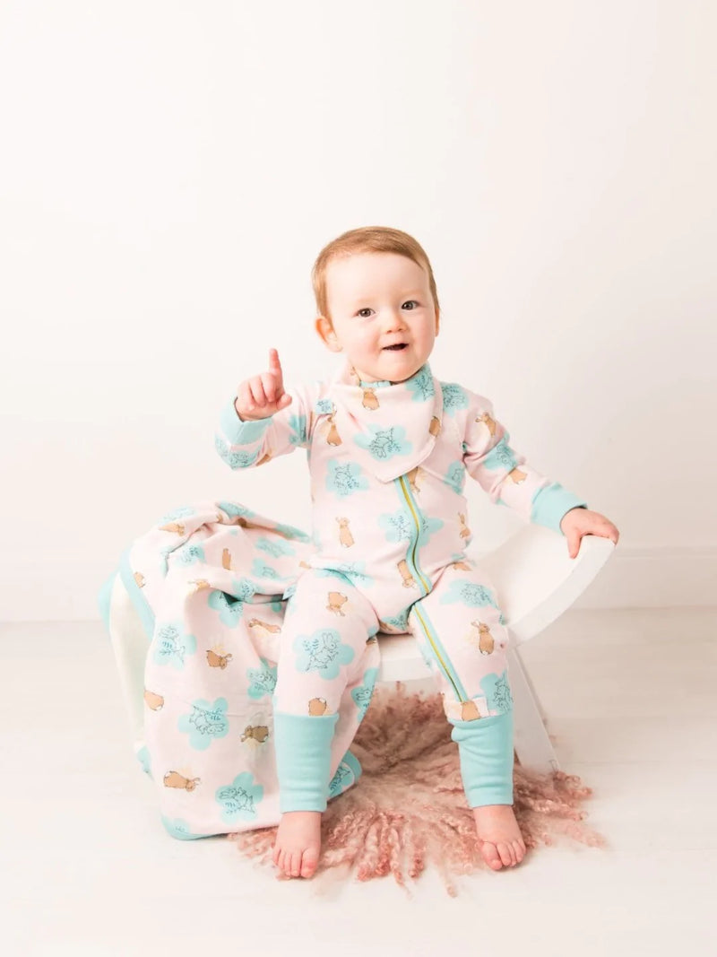 Peter Rabbit Pink and Teal Romper.