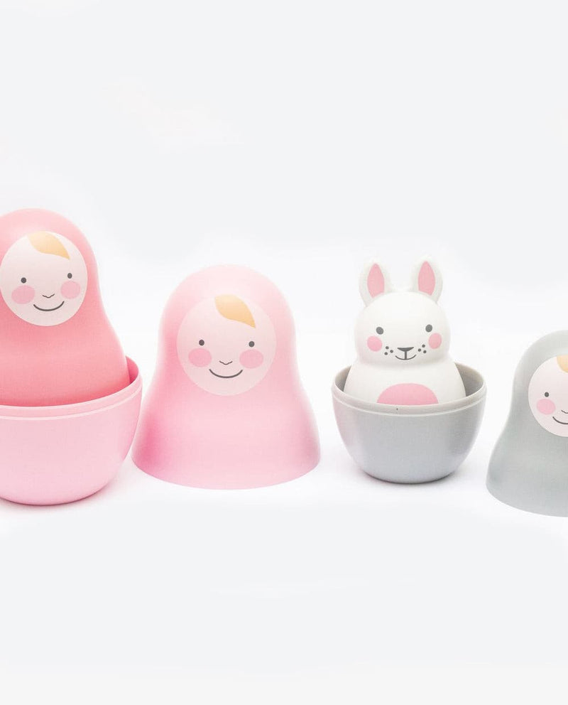 Rosa and Bo Pink Pastel Nesting Babies with Chiming Bo Bunny