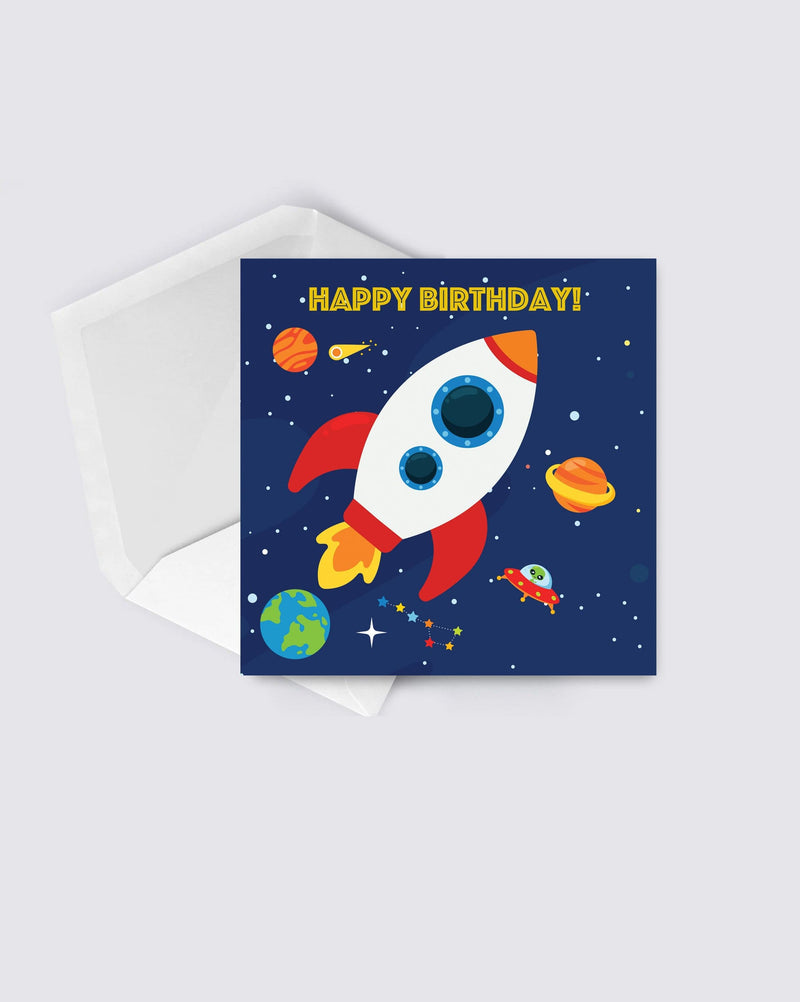 Rocket Birthday Card.