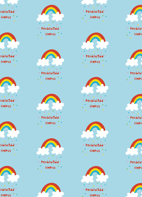 Rainbow Clouds  Pen-Blwydd Hapus Wrapping Paper.